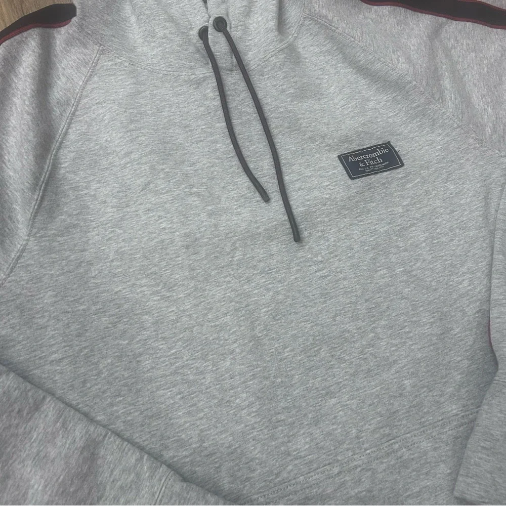 Abercrombie & Fitch Gray Hoodie with Blue and Red Stripes - Picture 3 of 8